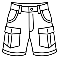 Clean Outline Cargo Shorts Vector Design