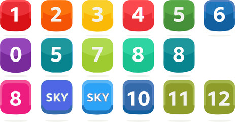 Create a kinds of  deferent number, symbol, sign, numbers, vector, design, vector art with white background.