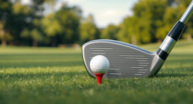 Perfect Golf Drive Tee Shot Ready for Success