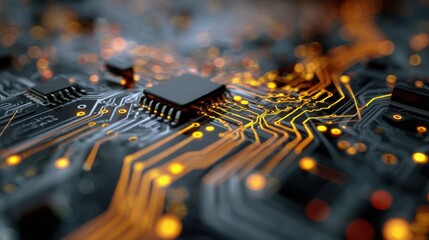 glowing circuits computer motherboard