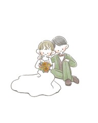 手描きのほんわか結婚式イラスト
