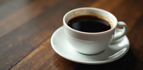 Fototapeta premium Dark, rich black coffee in pristine white cup , dark, aroma