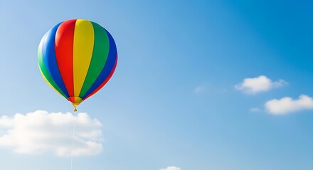 Obraz premium Colorful hot air balloon in a clear blue sky. Travel, adventure, freedom.