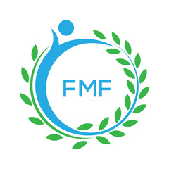 FMF letter logo. FMF blue image on white background. FMF Monogram logo design for entrepreneur and business. . FMF best Sports club logo.
