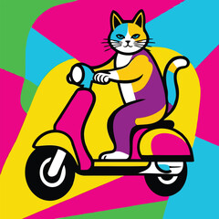 Cat owns the motorbike