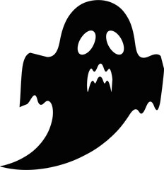 A spooky black ghost silhouette with a menacing expression for Halloween