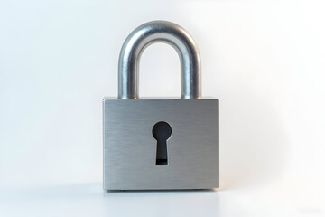 Metal Padlock on White Background Security Concept