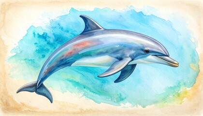 Obraz premium Dolphin Swimming Illustration