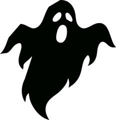 A spooky black ghost silhouette screaming with a wispy tail