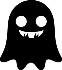 Happy Halloween Ghost with Toothy Grin and Wavy Bottom, Spooky Mascot