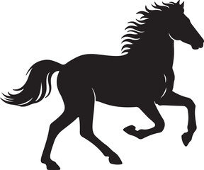 Obraz premium running horse vector illustration Black Stallion Rearing Up | Majestic Horse Profile Graphic Horse Running with Mane Flowing | Dynamic Animal Clipart