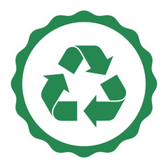 Green Recycling Symbol Inside a Circle Representing Environmental Conservation