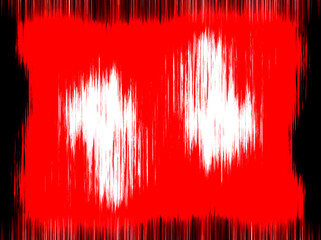 Abstract Red and White Textured Rectangle with Frayed Edges on Black