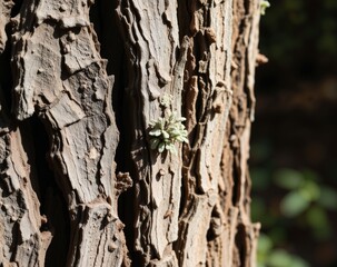 Obraz premium Close-Up of Tree Bark Texture with Lichen Growth on Surface