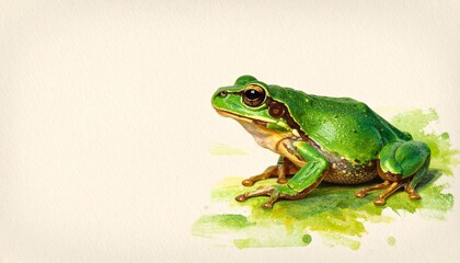 Naklejka premium Tree Frog on Beige Background