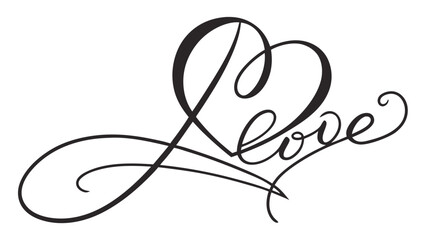 Elegant Calligraphy Word Art of Love.