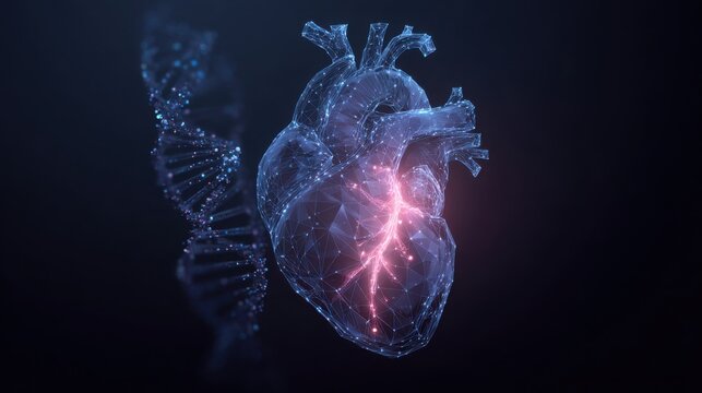 glowing heart dna genetic science