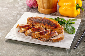 Roasted duck breast with slices