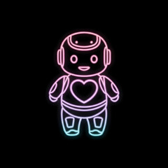 Pink and Blue Neon Neonatal Care Robot with Heart Chest