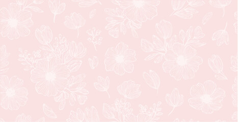 Floral print pattern background in provance style, floral background. Pastel tones vintage style wallpaper in vector.
