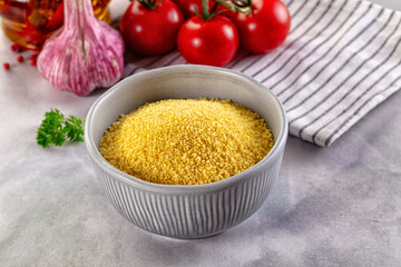 Vegan cuisine - raw dry couscous