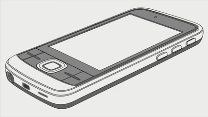 Sleek Gray and White Mobile Phone Illustration.
