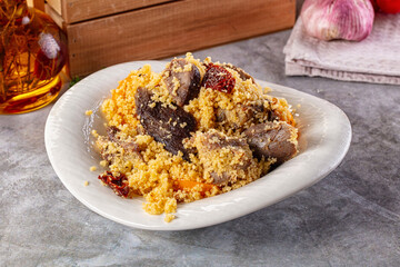 Traditional couscous with lamb and vegetables