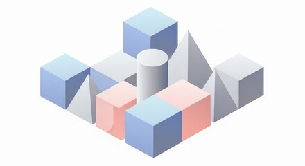 Abstract geometric shapes in pastel colors create a visually appealing and modern design, perfect for digital applications and branding projects.