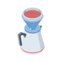 A modern 3d style icon of classic espresso filter