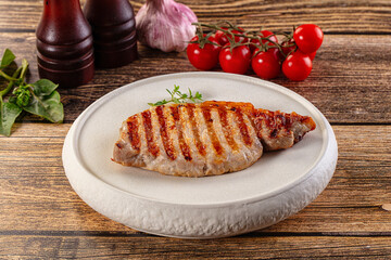 Juicy grilled pork fillet steak