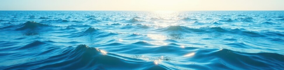 Fototapeta premium Calm ocean, gentle swells, soft light, tranquil blue, peaceful, texture, light