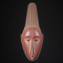 Painted Mask with Cultural Motifs and Lines