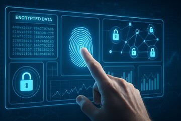 Secure Touch Interface with Fingerprint Scanner and Encrypted Data Display