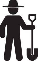 Farmer with shovel silhouette vector illustration design