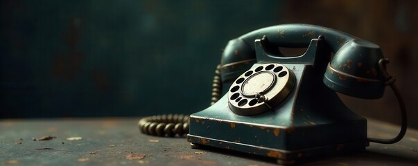 Skeletal fingers curl around antique phone receiver; suspense, thriller , decay, scary