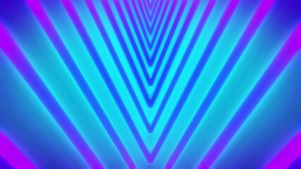 A mesmerizing seamless loop of a neon chevron pattern creating a tunnel effect. Perfect for electronic music, club visuals, and retro futuristic themes - Powered by Adobe