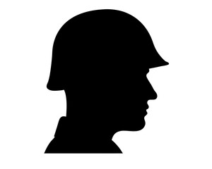Silhouette of a Soldier in Helmet Profile, Represents Courage and Strength