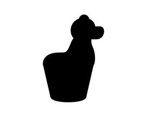 Stylized Silhouette of a Bear Cub Sitting Upright on White Background © Laboni49
