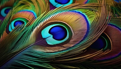 Obraz premium Peacock Feather Wallpaper - Detailed Bird Feather Background for Krishna Janmashtami