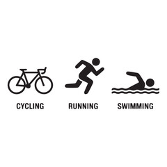 Cycling running swimming symbols