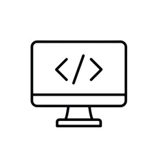 Vector art of computer screen with code icon isolated on white background for programming