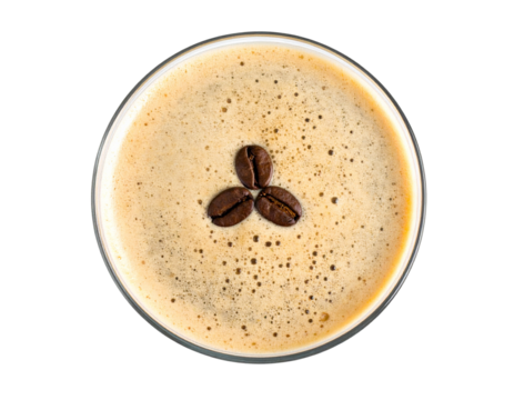  Overhead View of Espresso Martini with Coffee Bean Garnish, Transparent PNG
