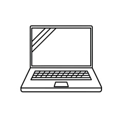 Fototapeta premium Minimalist Line Drawing of Laptop with Screen Reflection and Touchpad