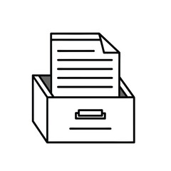 Minimalist Line Art of File Drawer with Document Sheet