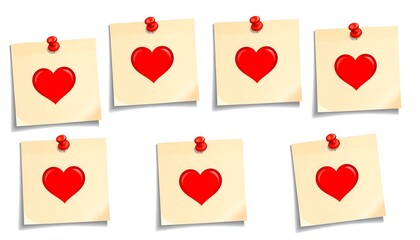 Sticky notes with hearts