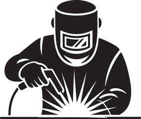 Welder working silhouette vector illustration design