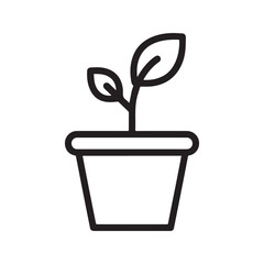 Houseplant in pot line icon. Simple sprout or seedling symbol. Vector illustration for gardening, growth, and nature concepts.
