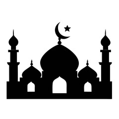 Elegant Islamic Mosque Silhouette with Crescent Moon
