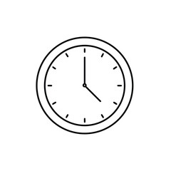 Minimalist Line Drawing of Wall Clock Showing 3 O’Clock