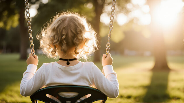 little girl swinging on swing